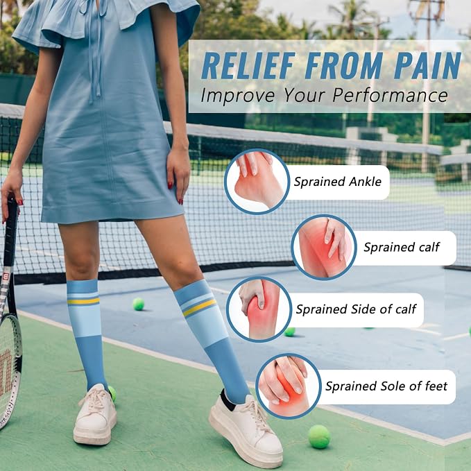 fenglaoda Compression Socks Women Men 4 Pairs, Knee High Support Socks for Running, Sports, Travel, Flight, Nurse - Image 4