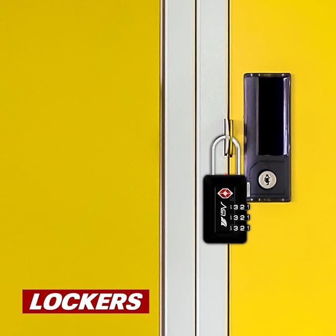 BV TSA Accepted Luggage Travel Lock, Set-Your-Own Combination Lock for School Gym Locker, Luggage Suitcase Baggage Locks, Filing Cabinets, Toolbox, Case (Black, 2 Pack) - Image 8