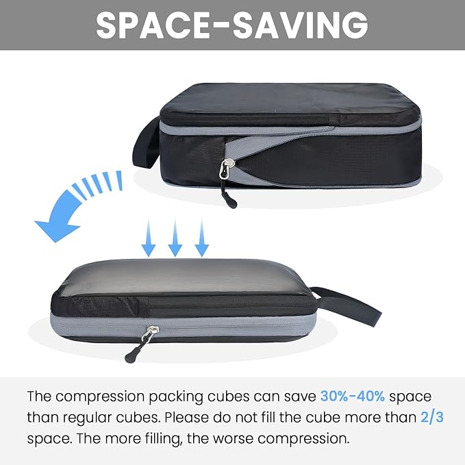 BAGAIL 6 Set Ultralight Compression Packing Cubes Packing Organizer for Travel Accessories Luggage Suitcase Backpack - Image 5