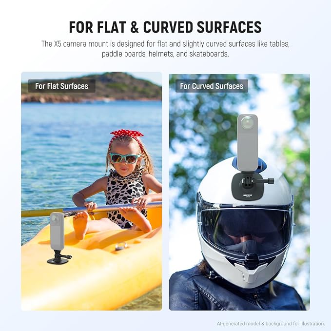 NEEWER Adhesive Mount Compatible with Insta 360 GoPro DJI AKASO Action Camera, 180° Tilt Flexible Car Helmet Holder Base Adapter for POV Video Recording Live Streaming, for 1/4" Accessories, CA159 - Image 4