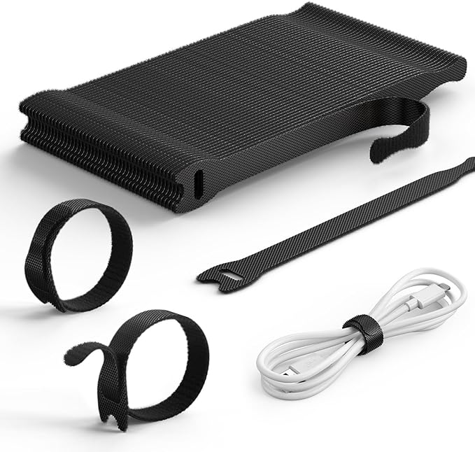 Lamicall 60PCS Reusable Cable Ties, 6-Inch Nylon Hook Loop Straps | [Upgraded Tapered Tail] for Effortless Threading, Adjustable Cord Organizer Management for Desk PC Home Office by Lamicall