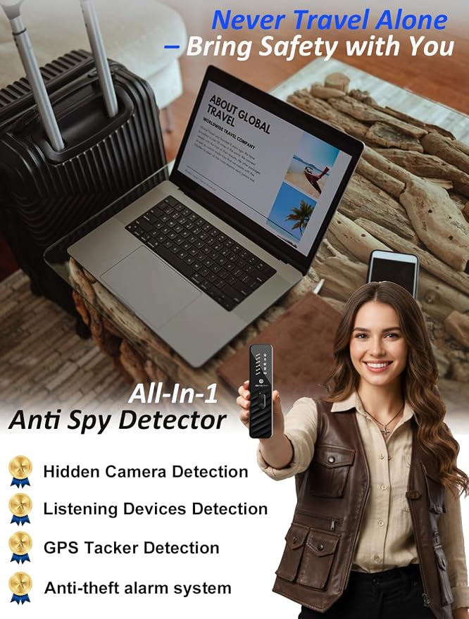 Hidden Camera Detectors, Anti Spy Bug Camera Finder & GPS Tracker Detector, Anti-Theft Alarm, 6-Level Sensitivity, 168H Battery, Privacy Pen Hidden Device Detector for Travel, Hotel, Home, Car, Office - Image 5