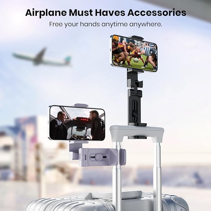 2 Pack Universal Airplane Phone Holder for Stocking Stuffers, Klearlook 360° Rotation Travel Essentials Phone Mount for Desk, Handsfree Travel Accessories for Flying, Valentines Day Gift for Couple - Image 2