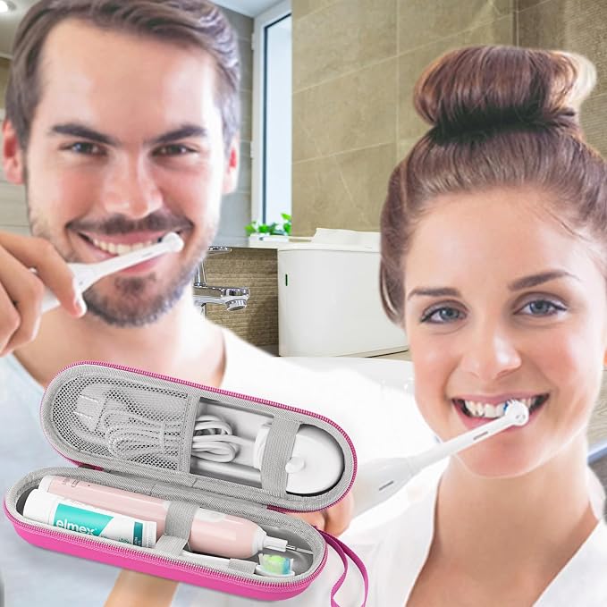 Toothbrush Travel Case for Oral B/Oral-B Pro 1000 1500 5000 7000 & Philips Sonicare 4100 1100 5300 5100 6100/iO Electric Toothbrush, Hard Protective Storage Bag (Pink) - Image 7