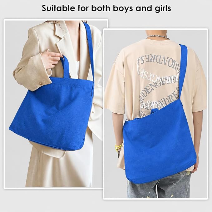 Women's Canvas Tote Bag inside Out Bag with Adjustable Crossbody Strap for Work Travel Shopping Durable Handbag for Men - Image 5