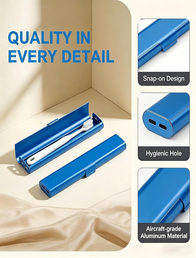 Aluminum Toothbrush Travel Case: Breathable & Dirt-Proof Hotel Camping Outdoor for Portable Storage Recyclable Traveler(1,Blue) - Image 4
