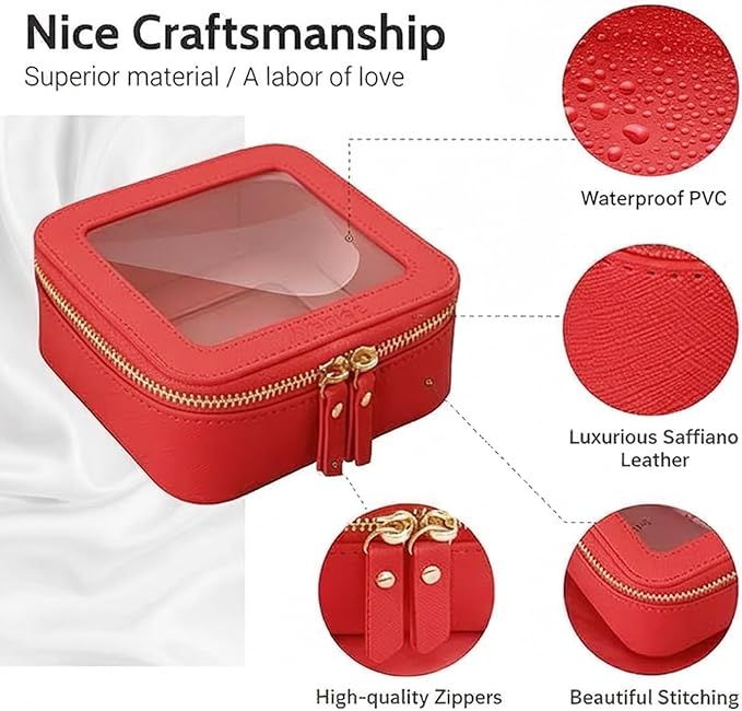Aveniee Mini Clear Makeup Bag, Small Cosmetic Bags Travel Toiletry Pouch Organizer, TSA Approved Make up Case with Zipper, Car Bag for Essentials,Red - Image 5