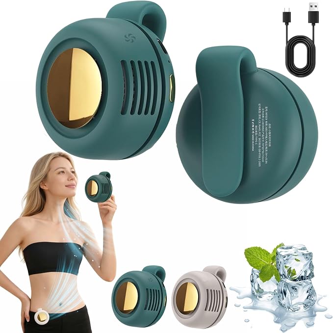 2026 New Portable Silent Mini Bladeless Electric Fan, Portable Small Clip On Fan, Rechargeable Adjustable 3-Speed Suspended Whirlwind Fans for Outdoor & Travel & Office, Travel Accessories (Green) by Unknown