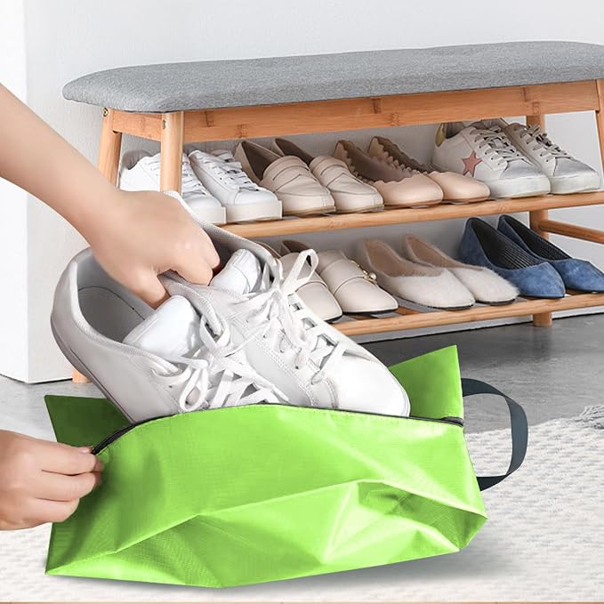 ASTIMESA 9 Pieces Waterproof Shoe Bag, 3 Different Sizes Zippered Travel Shoe Bags with Handle, Portable Shoe Packing Cubes Cases for Women Men Organizer Gym Travelling Suitcase (Green) - Image 6