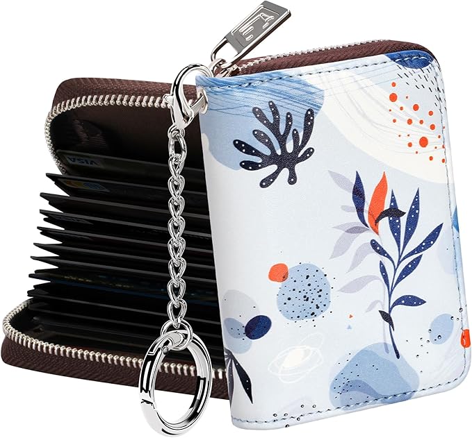 FurArt Zipper Wallet Women RFID Credit Card Holder keychain Wallet | ID Window RFID Blocking Compact Small business 15/16 slots by FurArt