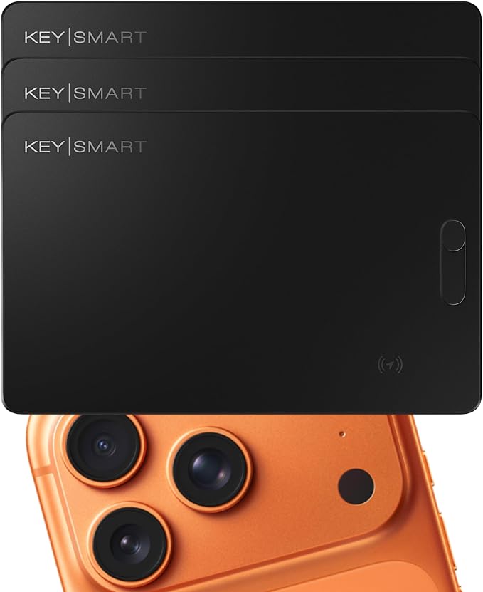 KeySmart SmartCard (Gen 2) MFI-Certified Wallet Tracker Card, Compatible with Apple Find My App, Rechargeable Thin GPS Item Finder for Luggage Tag, Smart Bluetooth Tracking with Key Chain Hole, 3 Pack | MFi-Certified, Compatible with Apple Find My, IPX... by KeySmart