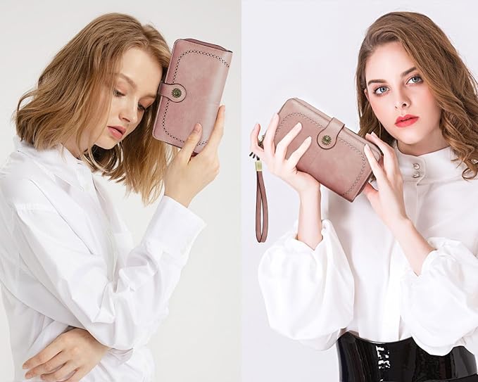 TFKGS Wallet for Women RFID Blocking Leather Large Capacity Card Holder Ladies Phone Clutch Travel Long Purse Wristlet | RFID Blocking - Image 6