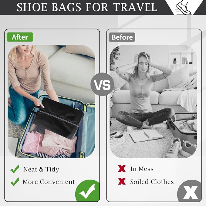 Shoe Bags for Travel, Set of 4 Pack Shoe Travel Bags for Packing Large | Large Waterproof Portable Travel Shoe Bag with Zipper Travel Essentials Women for and Men - Image 5