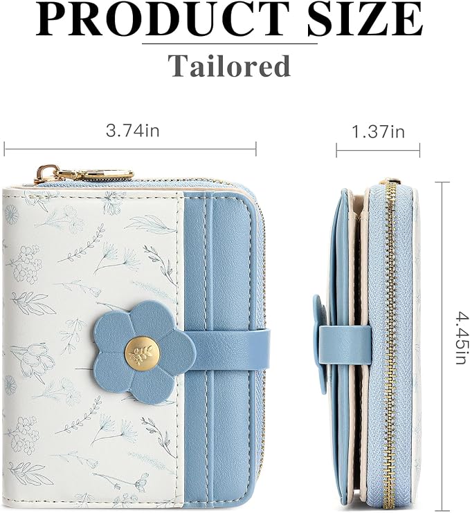 Small Wallet for Women Rfid Bifold Leather Card Holder Wallet With Zipper Pocket - Image 2