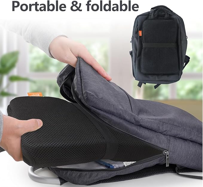 Travel Seat Cushion for Comfort Foldable Airplane Seat Cushion for Airpline, Truck, Stadium, Office,Wheelchair (Black) - Image 6
