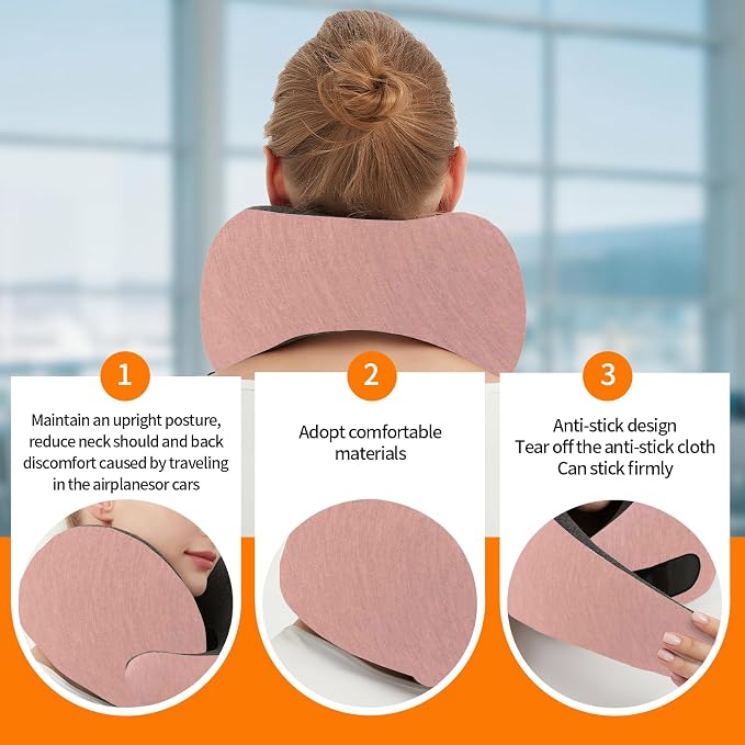 Travel Neck Pillow Airplane, Memory Foam Travel Pillows for Comfort on Sleeper Hold Compact and Ergonomic Design for Traveling Car Rides Home Road Trip Essentials for Adults and Kids (Pink) - Image 5