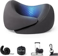 Dream Valley® Neck Travel Pillow, Memory Foam Travel Pillow for Airplane, Portable Roll-Up Neck Pillow with Cooling Inner Fabric, 360° Ergonomic Support, No Head Bobbing, Charcoal Gray by DreamValley