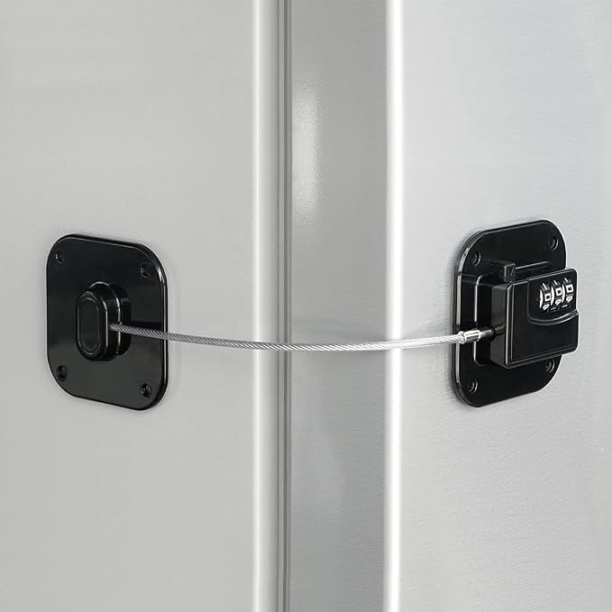 Refrigerator Lock, Heavy Duty Fridge Lock, Combination Lock for Refrigerator Cabinets, Drawers, Safety, Easy Install No Keys Needed (Black-1Pack) by Coipdfty