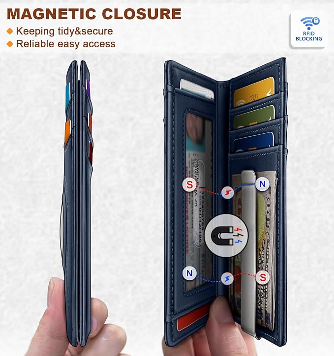 BULLIANT Magnetic Slim Leather Airtag Wallet Money Clip For Men 12Cards | RFID Blocking | Easy Access | Gift Boxed | Pocket Fit - Image 3