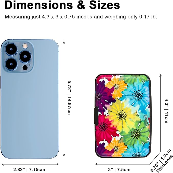 Credit Card Holder, Metal Card Wallet RFID Blocking Mini Slim Aluminum Business Hard Card Case for Women Men (Motley Floral) - Image 5