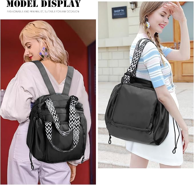 Large Capacity Portable Backpack Tote Bag For Car Travel, Lightweight Foldable Nylon Shopping Bag with 15 Pockets - Image 5