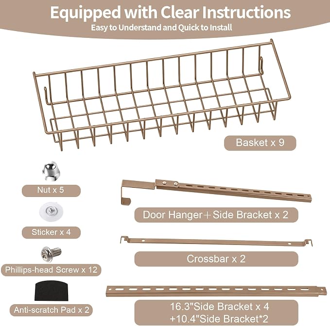 ElegantArray 9-Tier Pantry Door Organizer, Brown | Over The Door Pantry Organizer Rack and Storage, Hanging Spice Rack Shelves Door, Home Office Laundry Room Bathroom & Kitchen - Image 8