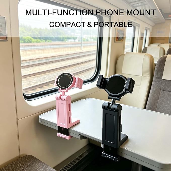Airplane Travel Essentials Phone Holder for Desk,Magnetic Phone Holder with Clip, 360° Rotation, Travel Essential Mount for Airplane for Airplane, Travel Must Haves Phone Stand for Desk, Tray Table - Image 4