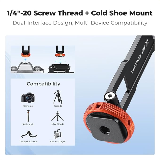 K&F CONCEPT Magnetic Metal Phone Mount with Cold Shoe Mount | Adjustable Rotatable Phone Holder Adapter Compatible with iPhone Serie, Camera Monitoring, Tripods, Stabilizers, MS61 - Image 4