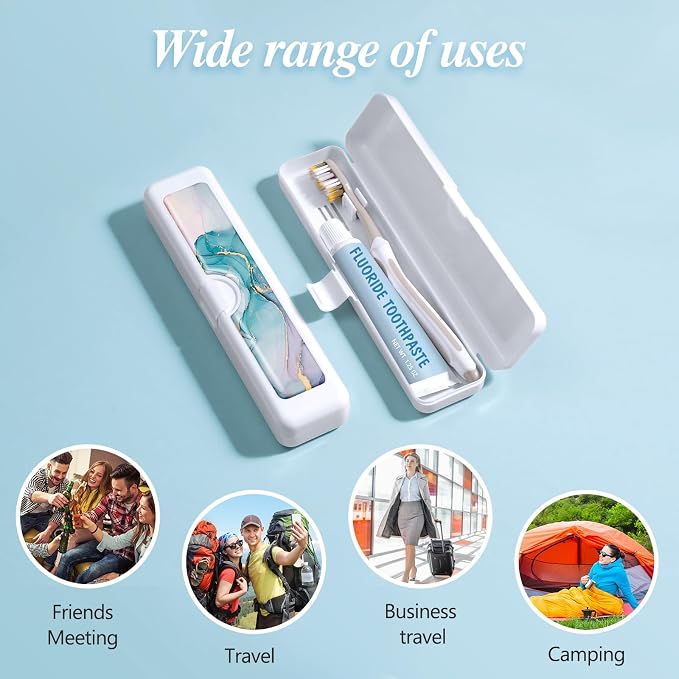 2 Pcs Toothbrush Travel Case - Colorful Pattern, Holder and Covers for Toothbrushes, Includes Tongue Scraper Case - Image 6