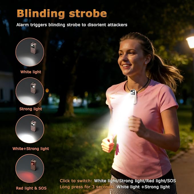 Keychain Personal Safety Alarm for Women, Rechargeable 150dB Alarm with Strobe Light, Pull Pin Emergency Siren for Walking, Running, Night Out, Parking Lots, Travel and Everyday Carry - Image 4