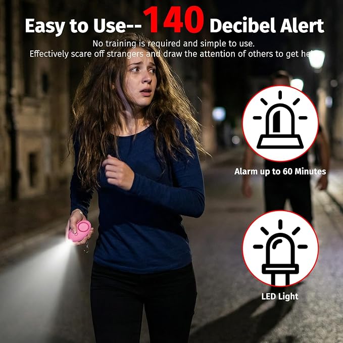 Personal Alarm for Women, 2Pcs 140dB Self Defense Keychain LED Light | Personal Safety Alarm with LED Light Panic Button for Women Kids and Elders (Aqua Marine & Pink) - Image 4