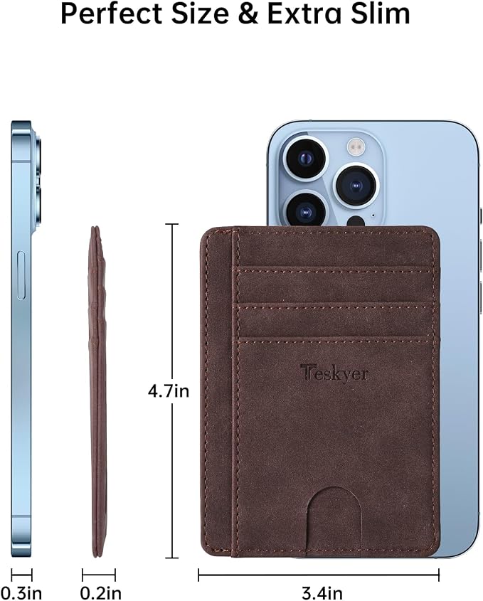 Teskyer Slim Minimalist Wallet for Men, RFID Front Pocket Card Holder | Ultra Slim Front Pocket Design, 8 Card Slots, RFID Protection, Smooth Faux Leather for Everyday Carry - Image 5