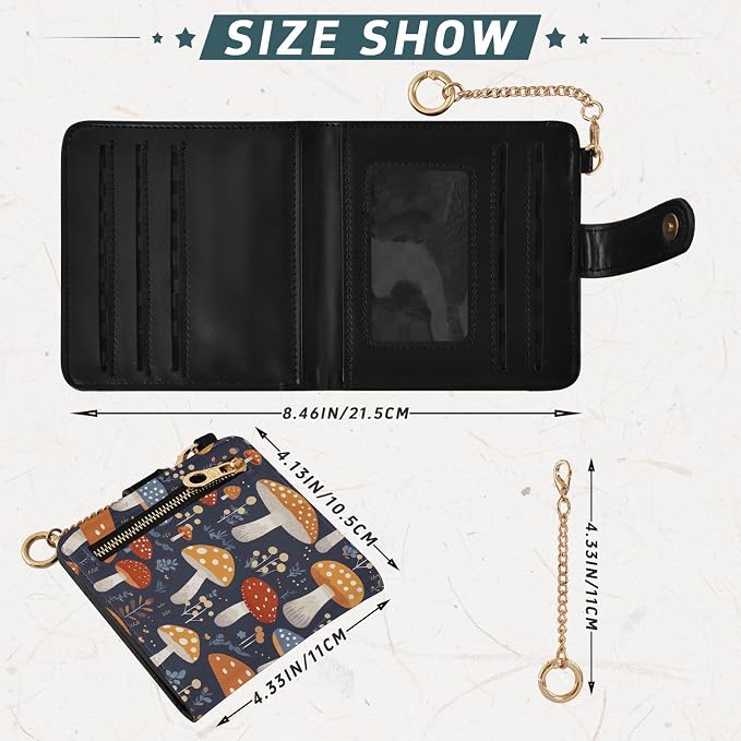 Big Poisonous Mushroom Women's Wallets RFID Blocking,Credit Card Holder Bifold Wallet,Slim Card Cases,PU Leather Travel Wallet for men Girls - Image 3