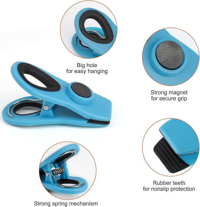 Chip Clips, Magnetic Bag Clips with Air Tight Seal for Food Storage, 12 Pieces, Multicolor - Image 6