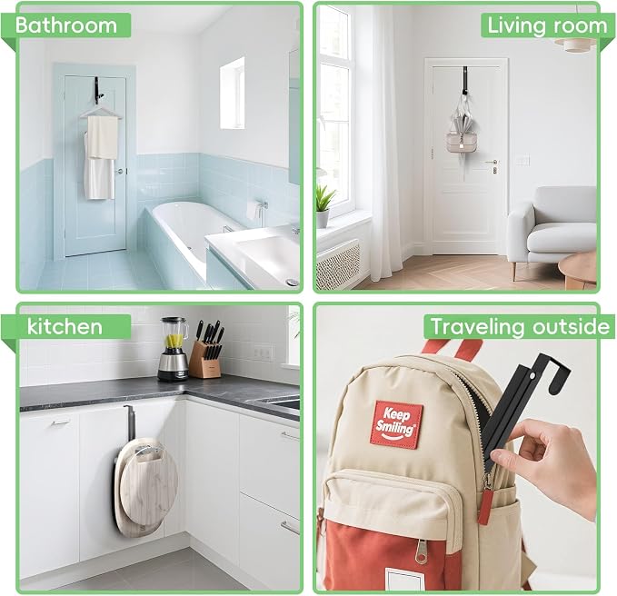 Foldable Over the Door Hooks, Over the Door Hanger for Space Saving | Heavy-duty and Portable, Suit Door Up to 1 3/4" Thick with 11 Slots for Hanging Clothes, Perfect for Small Dorm and Bedroom - Image 6