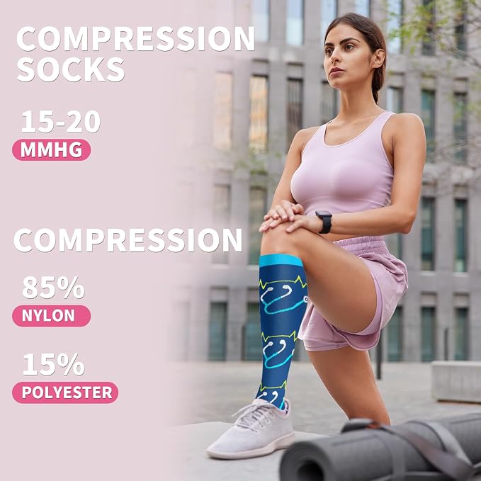 Sooverki Compression Socks for Women & Men 6 Pairs is Best Supportive Knee High Stockings for Circulation, Travel, Nurses - Image 2