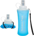 FR Collapsible Soft Hydration Flask 500ml TPU Portable Sports Water Bottle, Outdoor Running Cycling Fitness Hydration Bag with Leak-Proof Bite Valve and Lanyard(Blue) by FR
