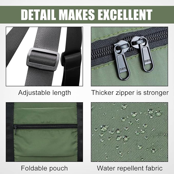 Duffle Bag for Travel Foldable Personal Item Travel Bag, 23L, Army Green | Carry On Duffel Bag Women Men Frontier Airlines Personal Item Bag Hospital Weekend Overnight Trips - Image 5