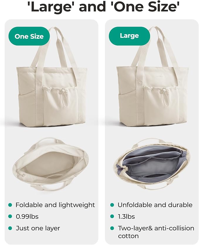 BAGSMART Foldable Tote Bag with Drawstring Bag, Tote Bag Shoulder Bag Top Handle Handbag for Travel, Work, Beach, Gym - Image 2