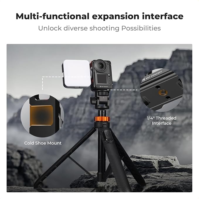 K&F CONCEPT Cage + Foldable Quick Release Mount Kit for DJI Osmo Action 6 | Protective Expansion Frame Case with Cold Shoe Mount | 1/4" Screw Adapter for Tripod, Selfie Stick Action 6 Vlogging, CD07 - Image 3
