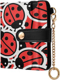 Red Ladybug Sticker Women's Wallets RFID Blocking,Credit Card Holder Bifold Wallet,Slim Card Cases,PU Leather Travel Wallet for men Girls by visesunny