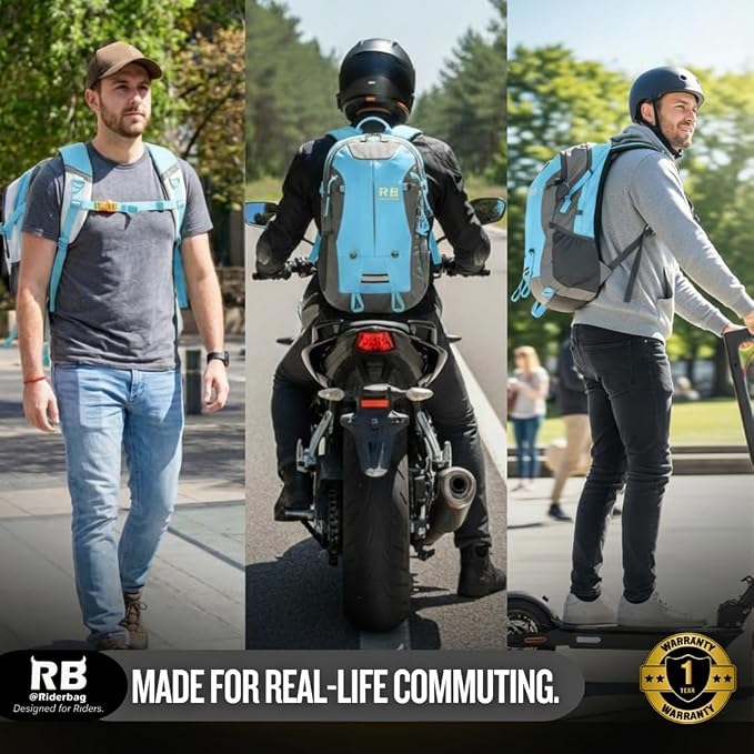 Reflective Motorcycle Backpack, Hi Viz Commuter Riding Bag | Designed by Riders for Everyday Rides with Laptop Compartment and Helmet Net. Built to Help You Be Seen. - Image 4