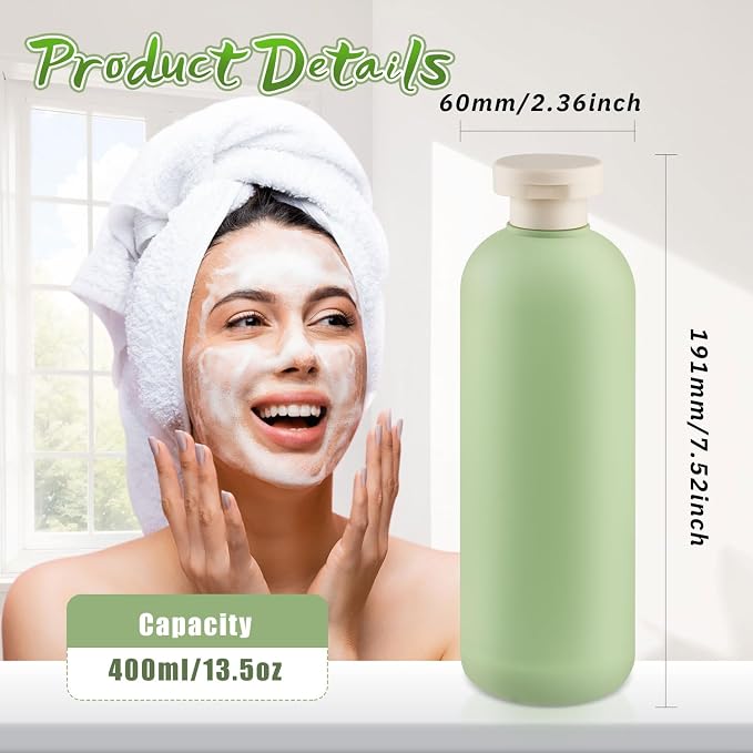 5 Pcs 400ml/13.5oz Squeeze Bottles Plastic Travel Lotion Bottles Refillable Containers with Flip Cap for Toiletries Creams Lotion Shampoo Conditioner - Image 2