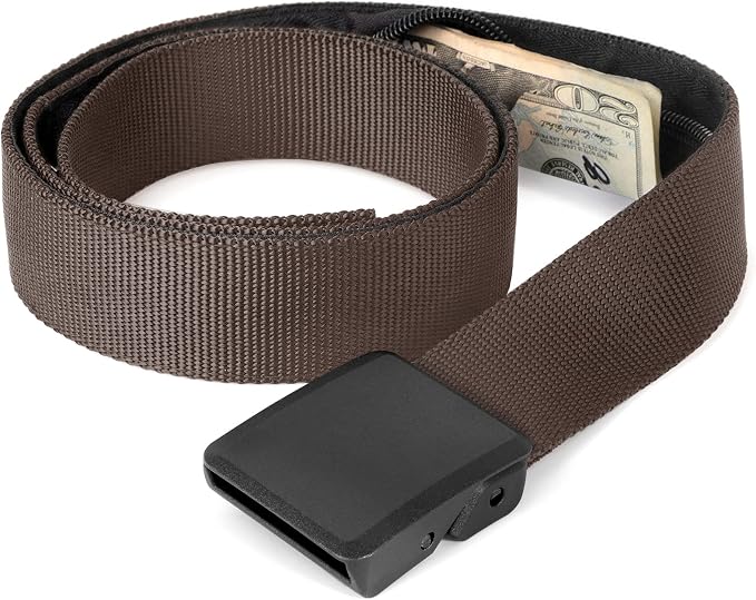 Travel Security Money Belt with Hidden Money Pocket - Cashsafe Anti-Theft Wallet Unisex Nickel free Nylon Belt by JASGOOD by JASGOOD