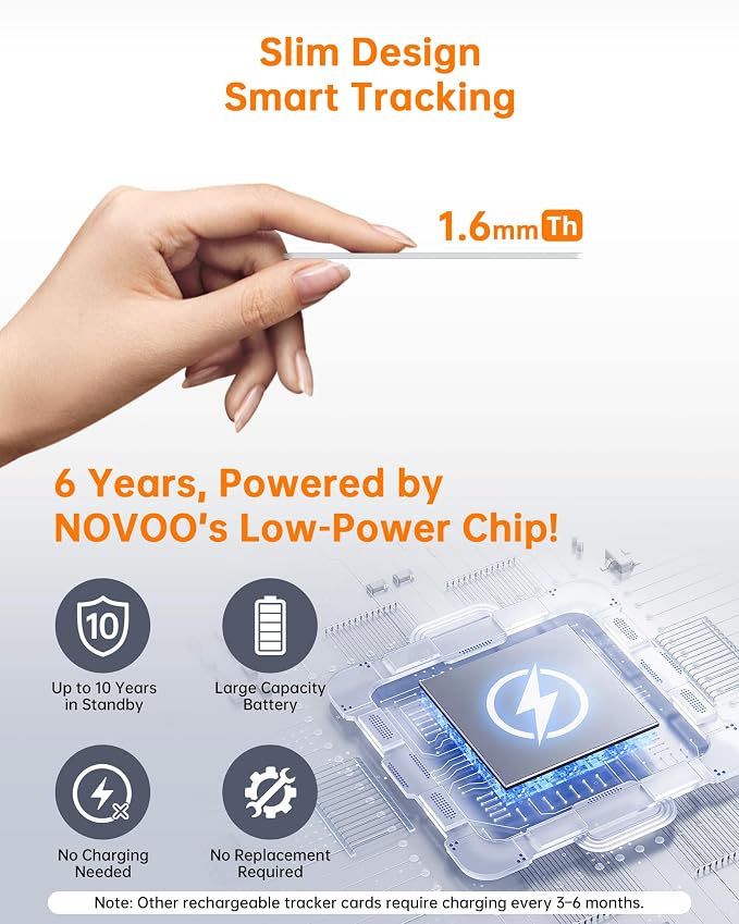NOVOO Air Locator Tag (iOS Only) Wallet Tracker Card with Apple Find My | Smart Card Bluetooth Tracker, 6 Years Battery, IP68 Waterproof, 1.6mm Keys Finder and Item Locator for Keys, Bags, Passport - Image 2