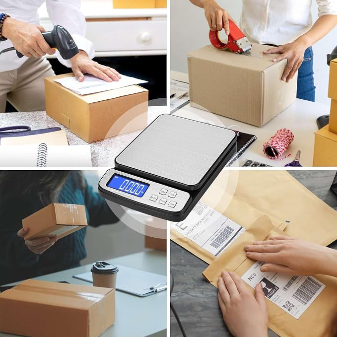 Fuzion Digital Shipping Postal Scale 88lb x 0.1oz, Stainless Steel Platform | All-in-1 Shipping Scale, Large Display, Hold/Tare/PCS Counting, Easy Calibration, 5 Units, Scale for Packages, Small Business - Image 7
