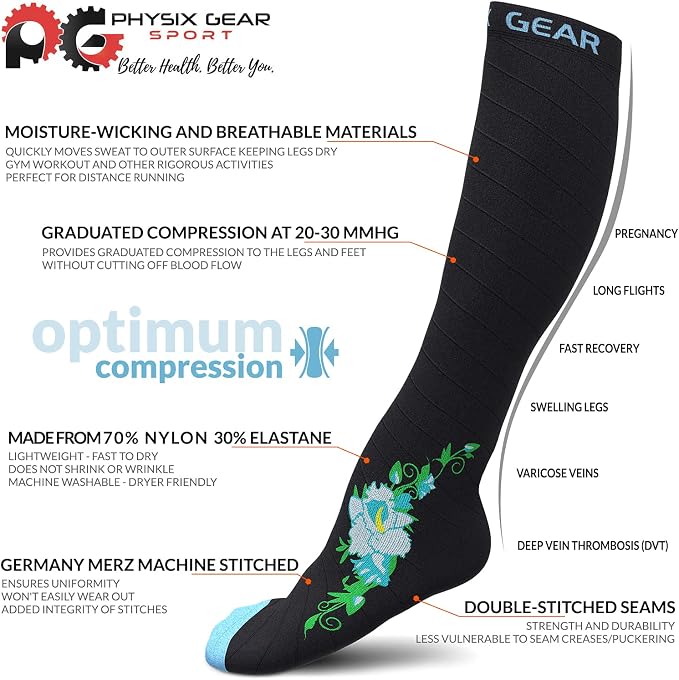 Physix Gear Compression Socks 20-30 mmHg - Men & Women - Running, Nurses, Shin Splints, Flight, Travel - Image 3