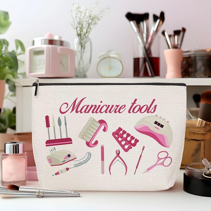 ZHAMEN 2Pcs Nail Stuff Makeup Bag Travel Essentials Organizer Cosmetic Bags | Portable Pouch Purse for Wome, Roomy Travel Makeup Toiletries Accessories, Christmas Birthday Gifts for Women - Image 4