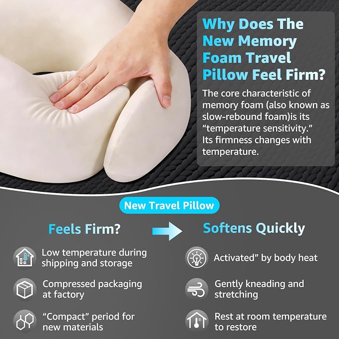 Memory Foam Travel Neck Pillow | Ergonomic 360 Degree Head Support for Airplane, Car and Office Sleeping, with Breathable Cotton Cover and Carry Bag, Gray-1 - Image 2