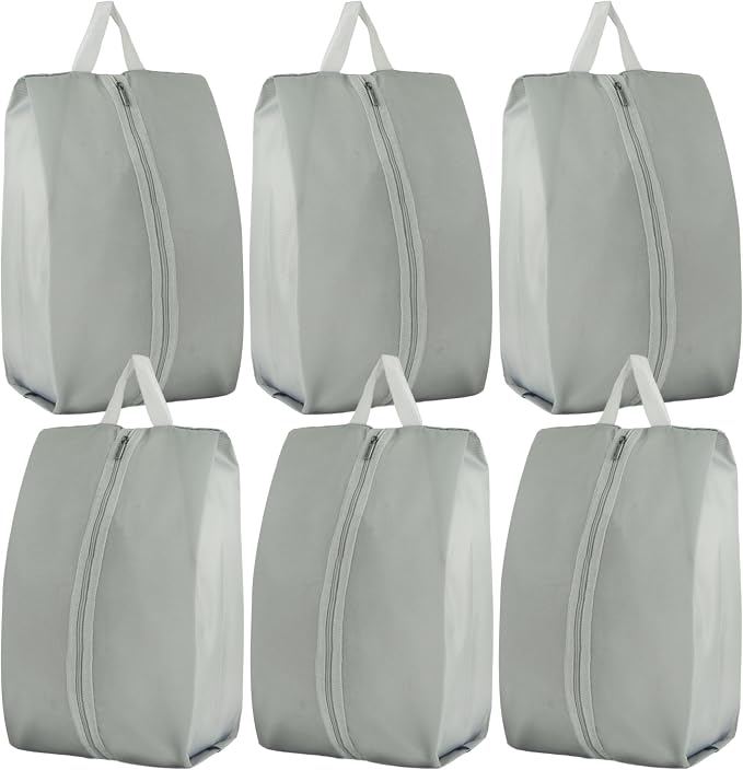 6pcs Portable Shoe Organizer, Travel Pouches with Zipper, Golf Shoe Bags, Clothes Bags, Soccer Cleats Bag Shoe Pouch for Gym, Waterproof, Odor-Resistant (Grey) | Golf Shoe Bags, Clothes Bags, Soccer Cleats Bag Shoe Pouch for Gym, Waterproof, Odor-Resis... by Stenffy